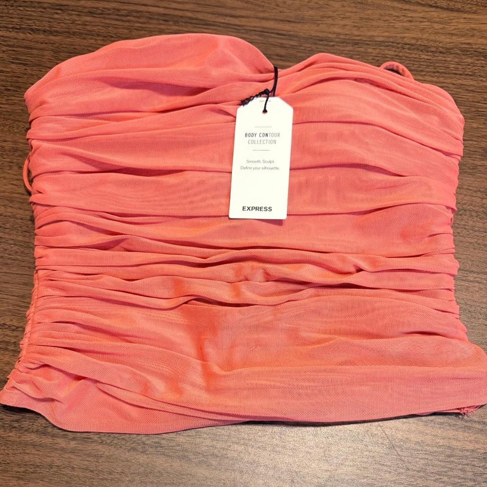 Express Coral Strapless Dress